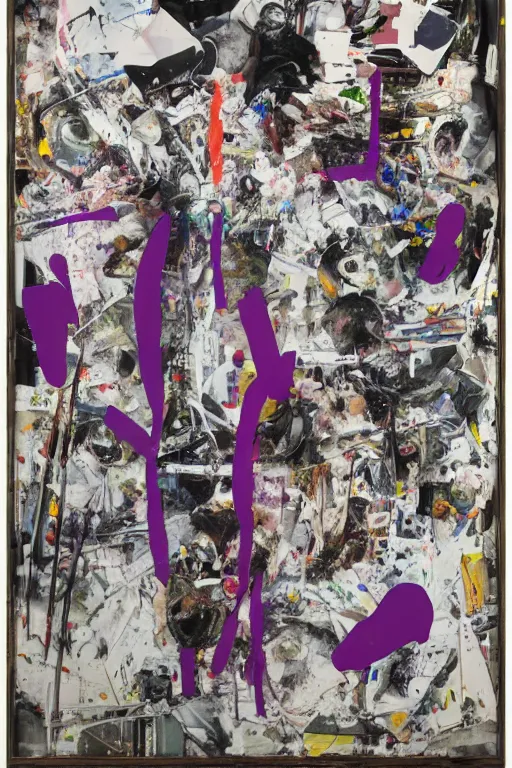 Prompt: mimmo rotella, violet polsangi, frank miller as photorealistic of infinite number of sewer rat carcasses, and garbage scattered everywhere, post - humanous art, pop art, white frame