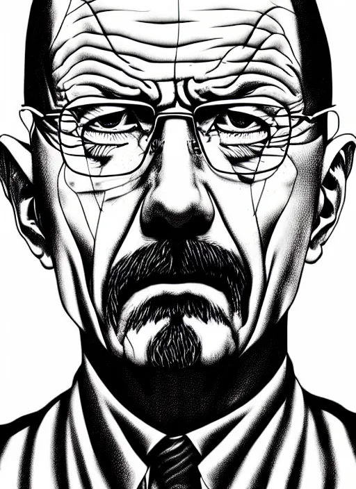 Image similar to junji ito style portrait of walter white, intricate, highly detailed, illustration, art by junji ito, junji ito