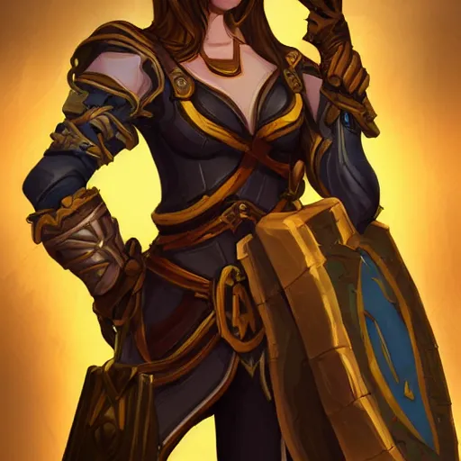 Image similar to beautiful female archer, yellow lighting, emma waston face, in hearthstone art style, epic fantasy style art, fantasy epic digital art, epic fantasy card game art