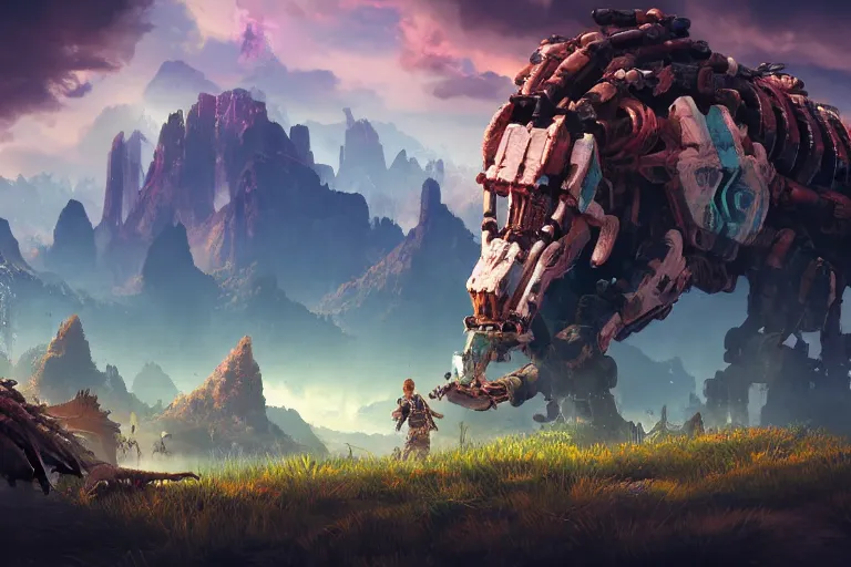 Image similar to tremortusk machine mecanical creature robot of horizon forbidden west horizon zero dawn bioluminiscence global illumination ray tracing hdr fanart arstation by ian pesty and alena aenami artworks in 4 k