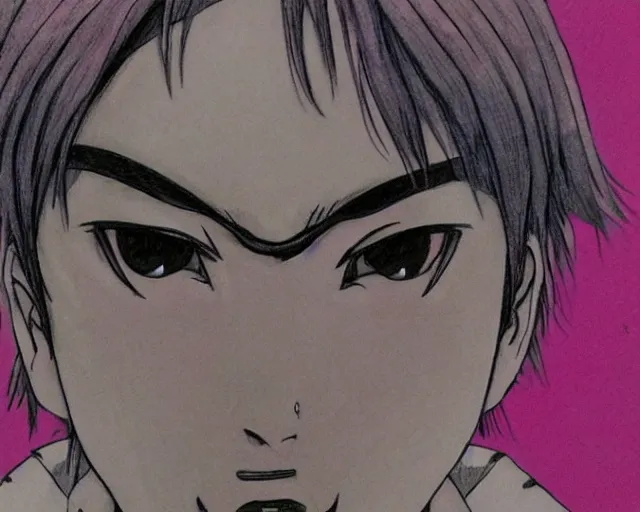 Prompt: Joji as Pink Guy, drawn by Takehiko Inoue, manga, high detail