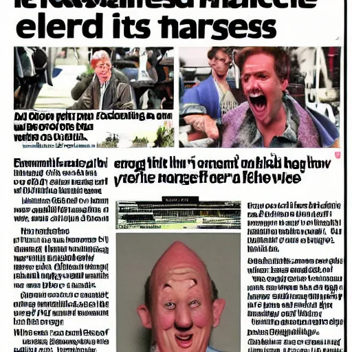 Prompt: front page newspaper article about a silly man who has done something silly
