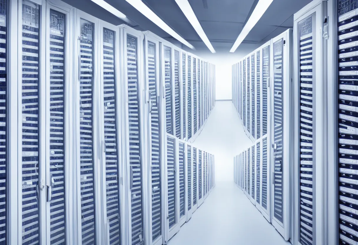 Image similar to photo of modern server data room, bright, white