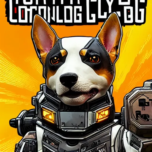 Image similar to cyborg corgi with one robotic eye that looks like it is from Borderlands and by Feng Zhu and Loish and Laurie Greasley, Victo Ngai, Andreas Rocha, John Harris