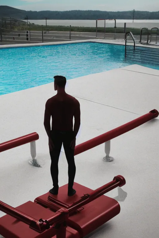 Image similar to gavin casalegno standing on the diving board, red weapon 8 k s 3 5, cooke anamorphic / i lenses, highly detailed, cinematic lighting