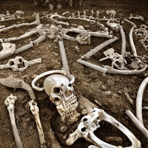 Image similar to archaeological artifact. photograph. death and decay. cemetery; exposed bones. elephant graveyard; cartilage. ancient burial ground.