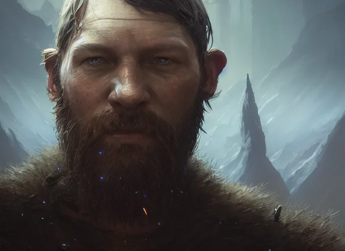 Image similar to highly detailed portrait of joel berghult, in skyrim, stephen bliss, 8 k, unreal engine, fantasy art by greg rutkowski, loish, rhads, ferdinand knab, makoto shinkai and lois van baarle, ilya kuvshinov, rossdraws, tom bagshaw, global illumination, radiant light, detailed and intricate environment