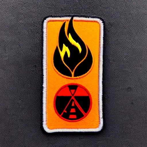 Image similar to a photo of a retro minimalist clean fire flame warning caution patch