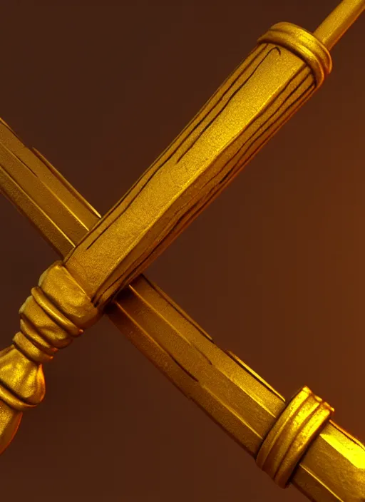 Prompt: rpg item render, a golden fighting staff, Unreal 5, DAZ, hyperrealistic, octane render, dynamic lighting