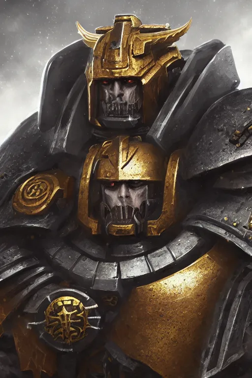 Image similar to armor portrait heros warhammer 4 0 k horus heresy fanart - the primarchs emperor by johannes helgeson animated with vfx concept artist & illustrator global illumination ray tracing hdr fanart arstation zbrush central hardmesh 8 k octane renderer comics stylized