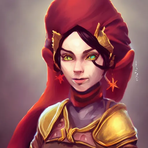 Image similar to Goblin Girl Dnd Character, cleric, red scarf, hatched pointed ears, Gold earring, illustration, expert, beautiful, artgerm, trending on artstation, by Anato Finnstark and Randy Vargas