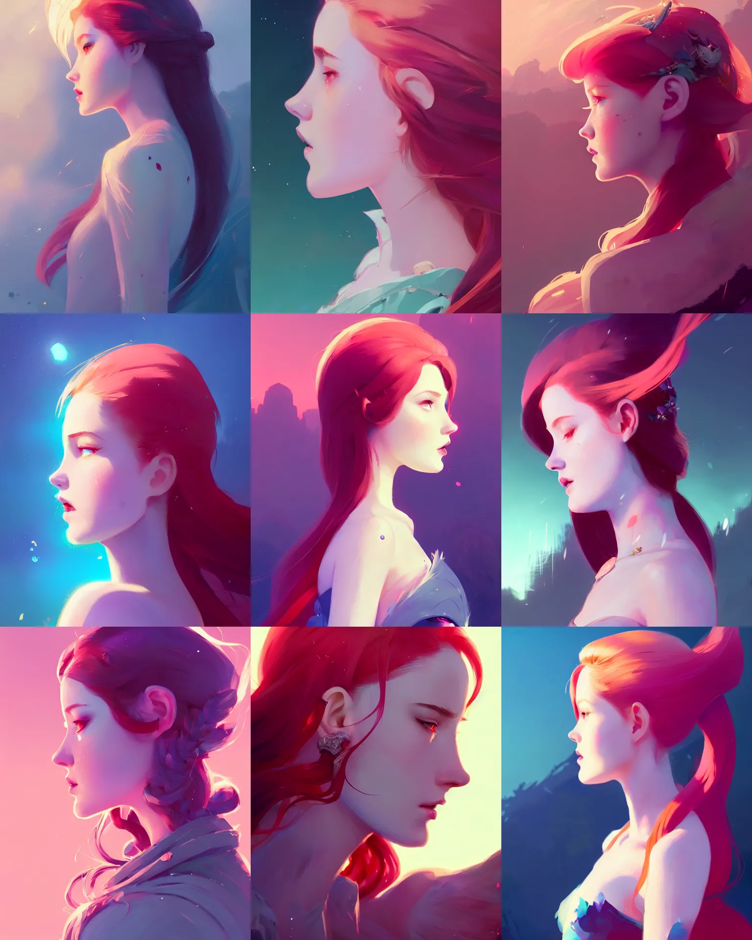 Prompt: side - profile painted portrait, ellie bamber fairy, backlit, smooth, gaudy colors, unreal engine, overlord, dota matte painting concept art, official fanart behance artstation by atey ghailan, greg tocchini, james gilleard, joe fenton, kaethe butcher, lois van baarle, ilya kuvshinov