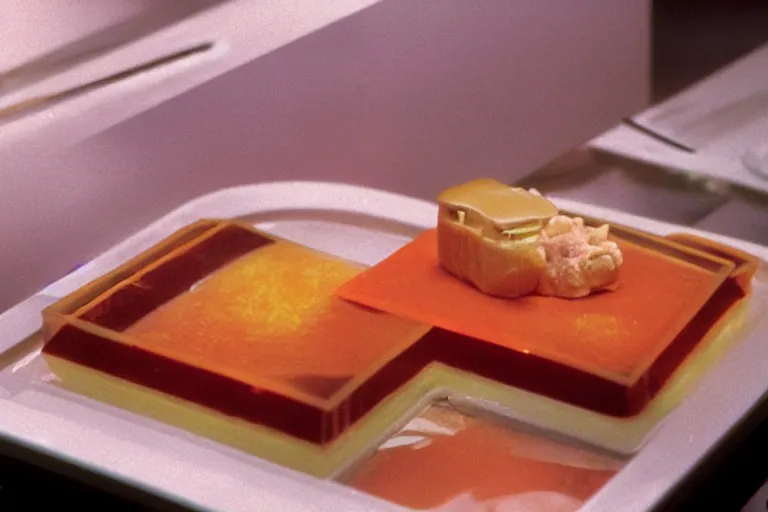 Prompt: mcdonald's mc - aspic aspic meal, in 1 9 9 5, y 2 k cybercore, industrial low - light photography, still from a ridley scott movie