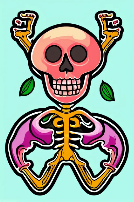 Image similar to Weed smoking skeleton, sticker, andromorphic, colorful, illustration, highly detailed, simple, smooth and clean vector curves, no jagged lines, vector art, smooth