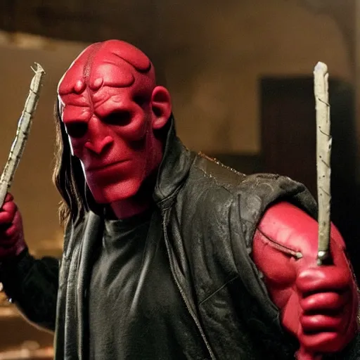 Image similar to twizzlers!!!! hellboy, movie still