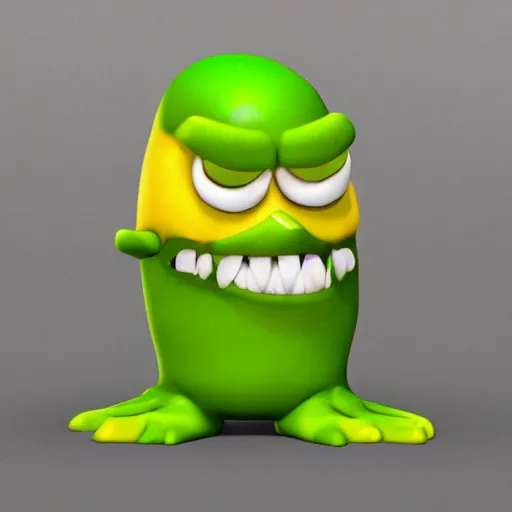 Image similar to an angry lemon, furious, character render concept