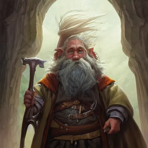 Image similar to masterpiece portrait of a big nosed RPG hobbit gnome, D&D, fantasy, highly detailed, digital painting, sharp focus, illustration, art by artgerm and Edmiston and greg rutkowski and magali villeneuve