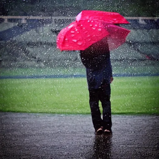 Prompt: “raining on field”