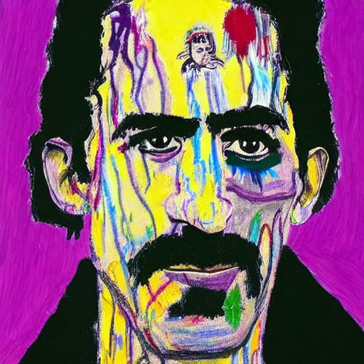 Image similar to frank zappa drawn by basquiat