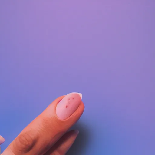 Image similar to one normal human hand, aesthetic pink and blue background