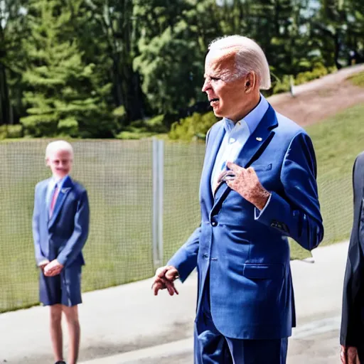 Image similar to A photo of joe biden teams up with a teenage joe biden, perfect faces, 50 mm, award winning photography