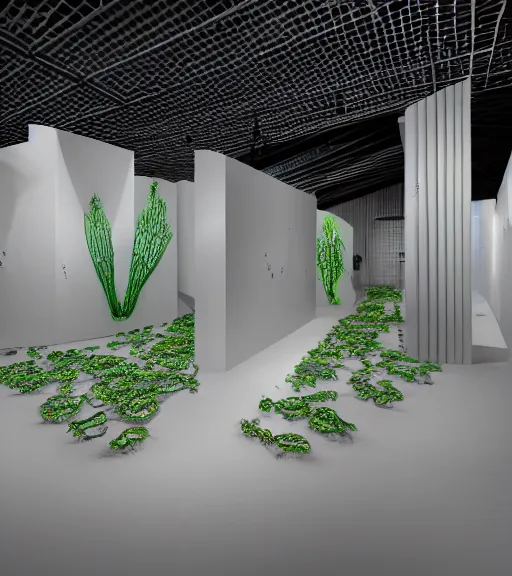 Image similar to x - ray bioremediation architecture installation, art exhibition, biennale, museum, vr, virtual