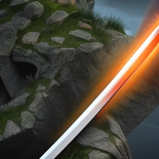 Image similar to a mythic legendary elemental multicolor sword creating a powerful aura, octane render, unreal engine, 3D, 8K, ultra detailed, as coherent as Dall-E 2