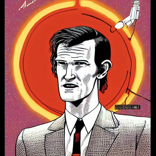 Image similar to matt smith retro minimalist portrait moebius starwatcher comic by jean giraud, 8 k