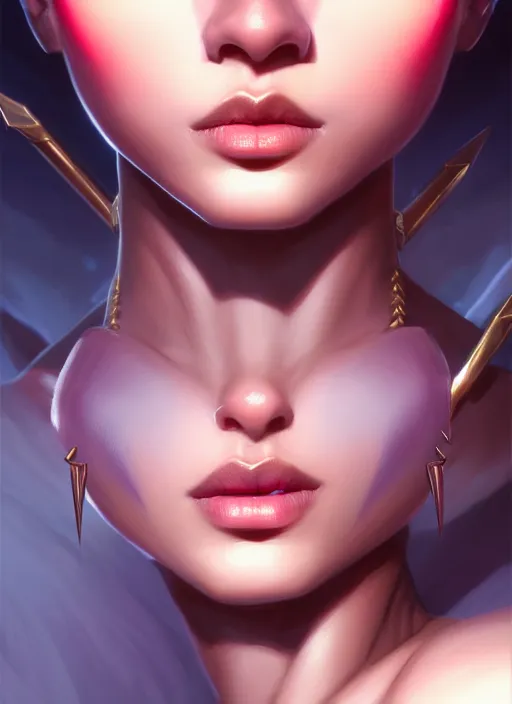 Image similar to portrait of dragoon, sharp focus, octane render, ( ( dark skin ) ), ffxi, rpg, beautiful, unreal engine, symmetrical!!, maybelline, sephora, artstation, art by artgerm, rossdraws, art by karol bak, makeup, ( ( jewelry ) ), ( ( hopeful ) )