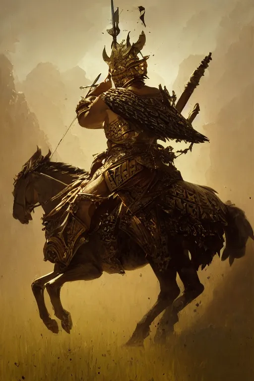 Image similar to , legendary warrior, heroic fighter, decorative ornaments, battle armor, by carl spitzweg, ismail inceoglu, vdragan bibin, hans thoma, greg rutkowski, alexandros pyromallis, perfect face, sharply focused, sharply detailed, centered, rule of thirds, realistic shading