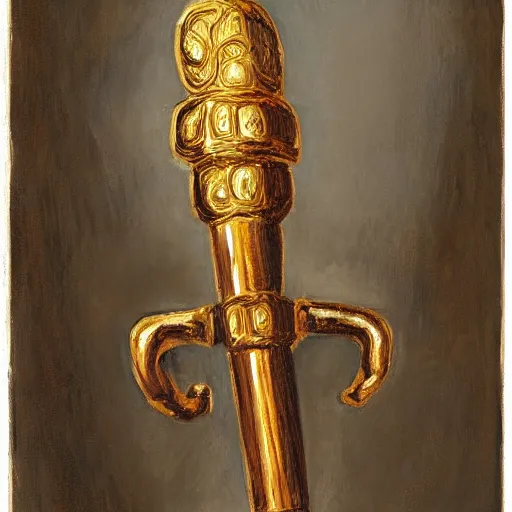 Image similar to a portrait of a giant golden hammer weapon