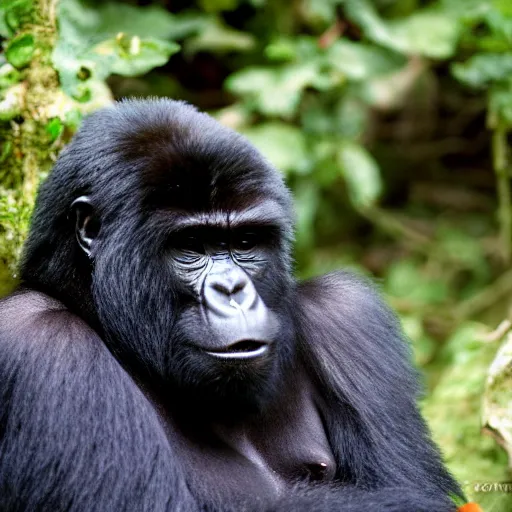 Image similar to mountain gorilla laughing while punching camera man