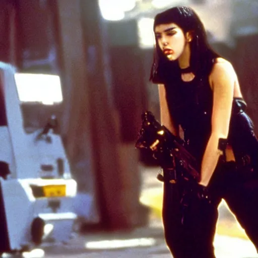 Image similar to still of dua lipa in late 9 0 s terminator tv show