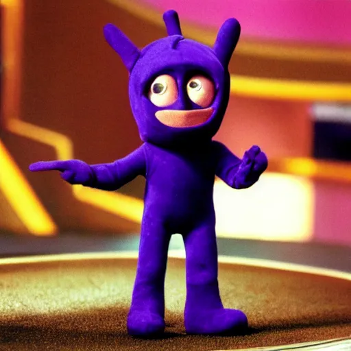 Prompt: tinky winky as james bond