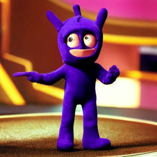 Image similar to tinky winky as james bond