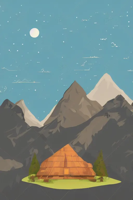 Image similar to mountaintop flat vector a storybook illustration trending on artstation