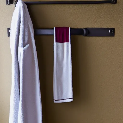 Image similar to a bathrobe belt on a towel rack
