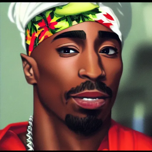 Image similar to Tupac Shakur, screenshot from a 2012s anime, anime