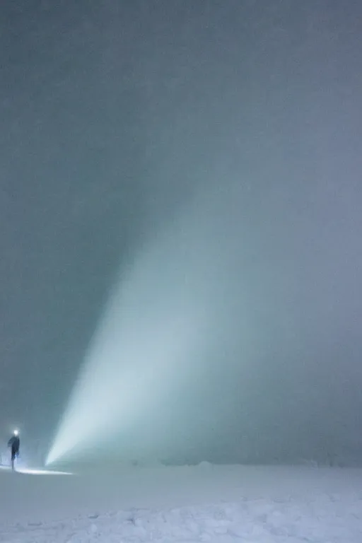 Image similar to brocken spectre, lost in the void, ice cave