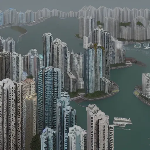 Prompt: a tsunami wave hits Hong Kong island, hyper realistic, 4K