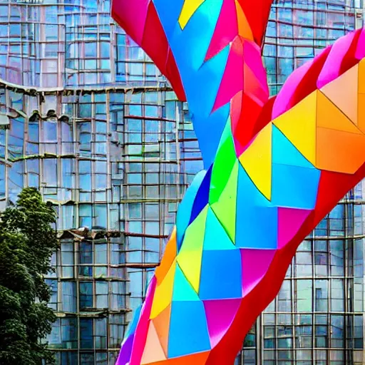 Prompt: Colorful DNA shaped building