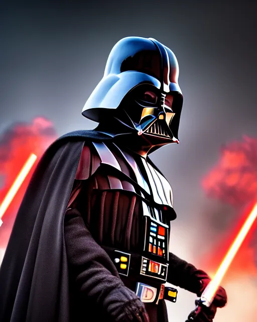 Prompt: matte portrait of darth vader, burning city background, high production value, intricate details, high resolution, hdr, high definition, masterpiece, realistic, ultrarealistic, highly detailed, hd, sharp focus, non blurry, sharp, smooth