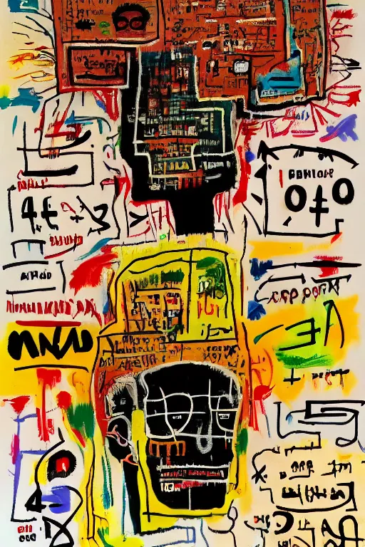 Prompt: multiple languages in a brain, 4 k award winning jean michel basquiat artstation