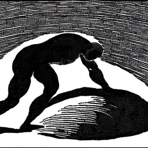 Prompt: sisyphus is sad