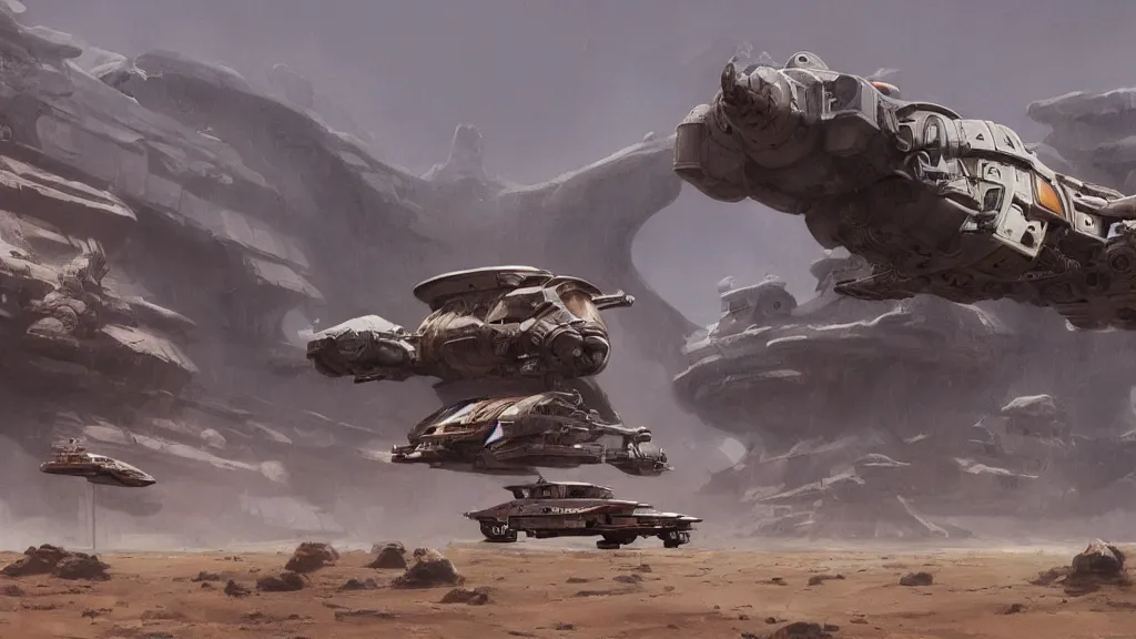 Image similar to small organic dropship lander design by john schoenherr and glenn barr, epic cinematic matte painting