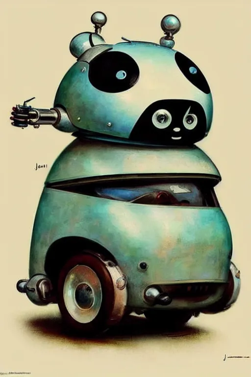 Image similar to ( ( ( ( ( 1 9 5 0 s retro future android robot fat robot panda wagon. muted colors., ) ) ) ) ) by jean - baptiste monge,!!!!!!!!!!!!!!!!!!!!!!!!!