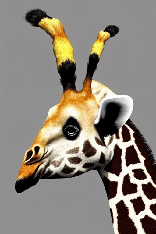 Prompt: a giraffe mixed with a panda, hybrid animal, photorealistic