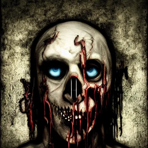 Image similar to asymmetrical zombie king portrait, fallen, decay, lost, depressed, borderline, schizophrenia