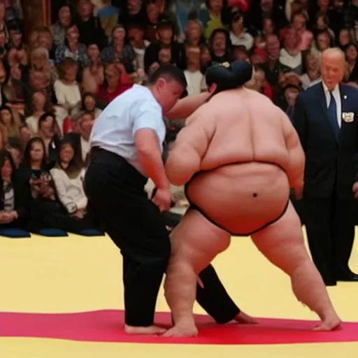 Image similar to joe biden sumo wrestling