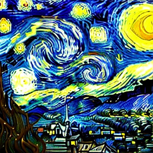 Prompt: Vancouver starry night van gogh